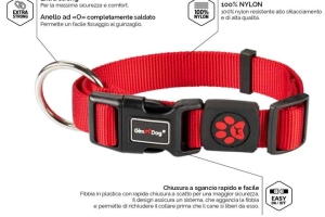 GimDog Collare Nylon O-Ring 2,0*35-51 cm Rosso